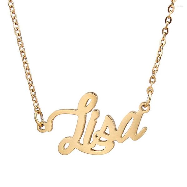 Collares colgantes collar de placa de identificación de lisa para mujeres joyas de acero inoxidable nombre de oro chapado en cadena de madres