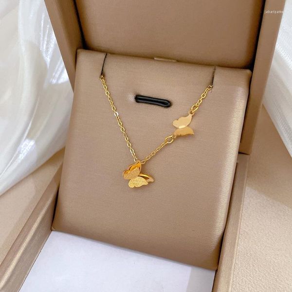 Colliers pendentifs lims 316l Collier papillon en acier inoxydable pour femmes chaînes de bijoux de luxe Choker Korea en gros