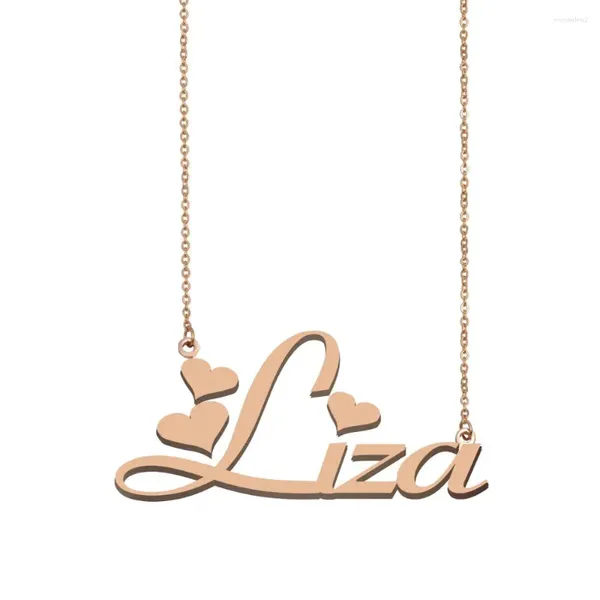 Colliers pendants Liza Nom Collier Custom Playme pour les femmes Amis de filles Mariage d'anniversaire Mariage de Noël