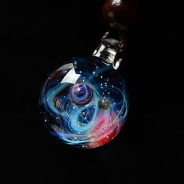 Pendentif Colliers LKO nébuleuse cosmique fait à la main galaxie verre pendentif avec corde collier chanceux hommes femmes Couple bijoux saint valentin présent 230519