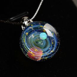 Hanger Kettingen LKO Nebula Cosmic Handgemaakte Opaal Galaxy Glas Hanger met Touw Ketting Mannen Vrouwen Paar Sieraden Valentijnsdag Cadeau 230608