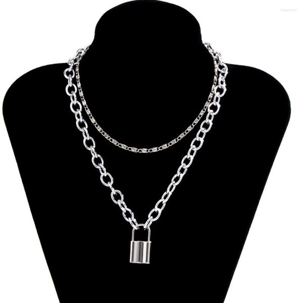 Pendentif Colliers Collier De Serrure Pour Femmes Hommes Punk Cubain Lien Chaîne Cadenas Ras Du Cou Déclaration Gothique Collier Femme Mode Jewerly