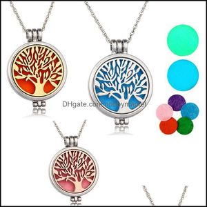Colliers pendants Collier de lieron aromathérapie avec plaquettes en feutre en acier inoxydable motif arbre de vie des huiles de pensionn
