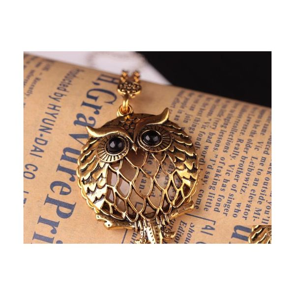 Pendentif Colliers Médaillon Collier Vintage Rétro Antique Hibou Beautifly Bijoux Collier Collier Loupe Cabochon Drop Livraison DH8I9