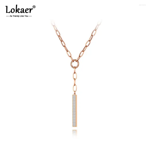 Pendentif Colliers Lokaer Bohême En Acier Inoxydable Géométrie Collier Ras Du Cou À La Mode Longue Étiquette Strass Chaîne Lien Bijoux Pour Femmes N20254