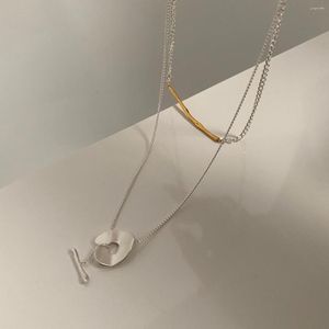 Hanger Kettingen LONDANY Ketting Eenvoudige en coole kleurafstemming uit Japan, Zuid-Korea Mode OT-knop voor vrouwelijke geliefden