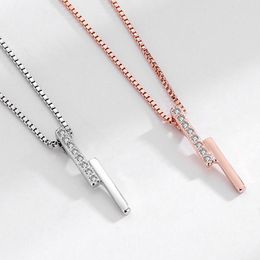 Hanger kettingen Lange bar ins geometrische cz pave ketting voor vrouw charmes messing ornamenten kraag choker drop mode accessoire