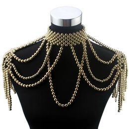 Collares colgantes Cadena larga de cuentas Collar de perlas simuladas gruesas Joyería del cuerpo para mujeres Traje Gargantilla Colgante Collar llamativo para el hombro 231207