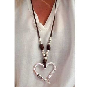 Colliers pendentif long perlé femme Boho collier en cuir style bohème collier pendentif coeur collier J230601
