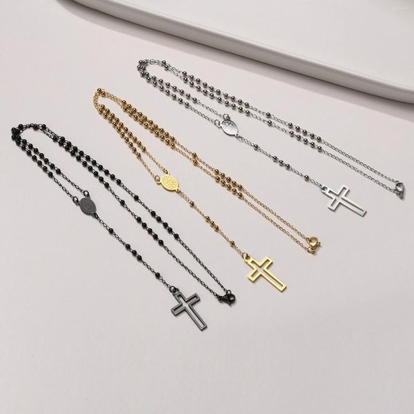 Pendentif Colliers Longues Perles Jésus Croix Collier Pour Femmes Rosaire Chrétien Catholique Religieux Vierge Marie Médaillon Bijoux