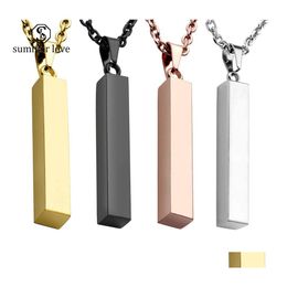 Hanger kettingen Lang lege bar roestvrijstalen vierkante gravure chokers ketting voor mannen vrouwen sieraden zomer cadeau drop levering pe dh98l