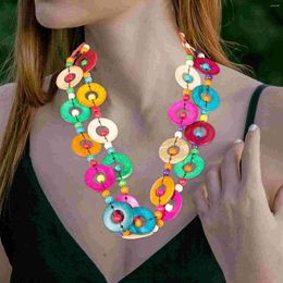 Collares colgantes Collar largo de concha de coco estilo bohemio para niñas damas mujeres (colores mezclados)