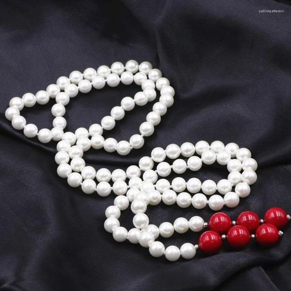 Pendentif Colliers Longue Chaîne Simulé Perle Pour Les Femmes Ronde Collier De Corail Artificiel Perles De Verre Mariée Gland Chaînes 34 