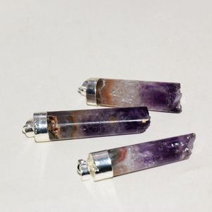 Pendentif Colliers Longue Pierre De Cristal Violet Pour Les Femmes 2023 Cylindre Brut Colonne Géode Druzy Quartz Fabrication De Bijoux Pendule Spirituel PolishPe