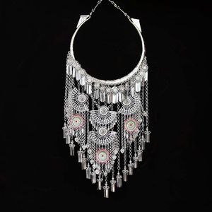 Hangende kettingen Losodo Bohemie kwastjes ketting hangers retro yunnan etnische stijl overdrijving miao zilveraccessoires ondersteuning groothandels