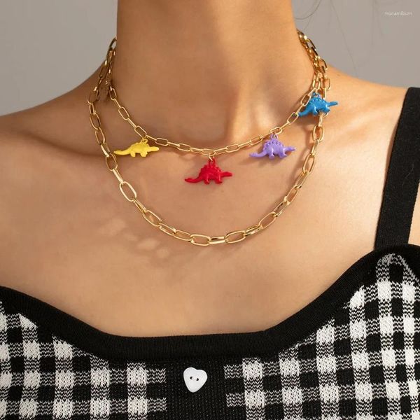 Colliers pendants Lost Lady Vendre un collier de dinosaure en résine pour les femmes de la même style Hip Hop Punk Fashion Vintage bijoux
