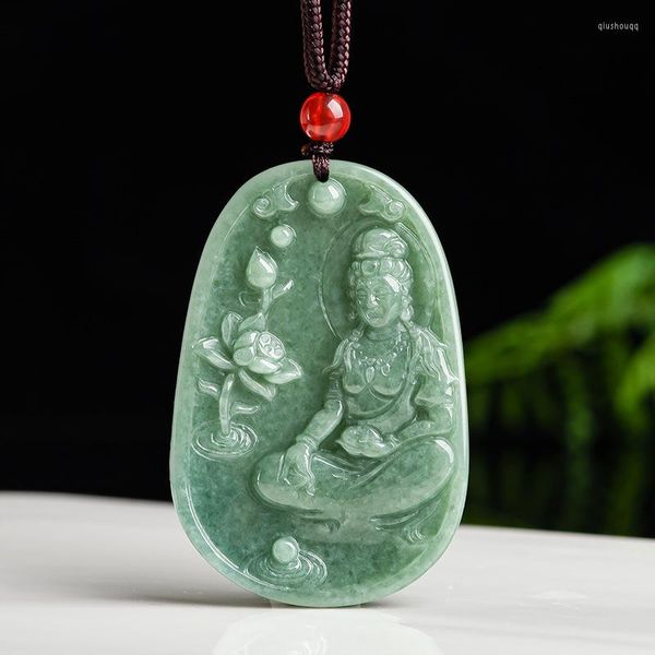 Colliers pendants Lotus Avalokitesvara Collier sculpté Collier Natural A Jade