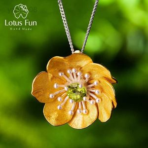 Hanger Kettingen Lotus Fun Bloeiende Anemoon Bloem Hanger zonder Ketting Echt 925 Sterling Zilver Handgemaakte Designer Fijne Sieraden voor Vrouwen HKD230712