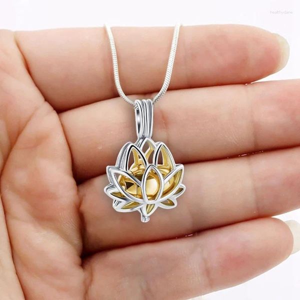 Pendentif Colliers Lotus Hold Mini Urne Collier de bijoux de crémation en acier inoxydable pour cendres