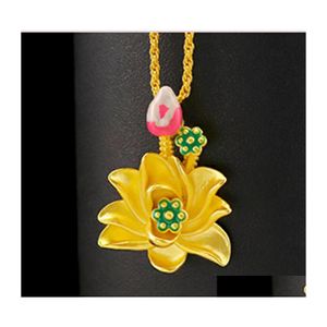 Hanger kettingen lotus ketting zand goud oude methode verbrand blauw groen blad bloem drop levering sieraden hangers dhrwe