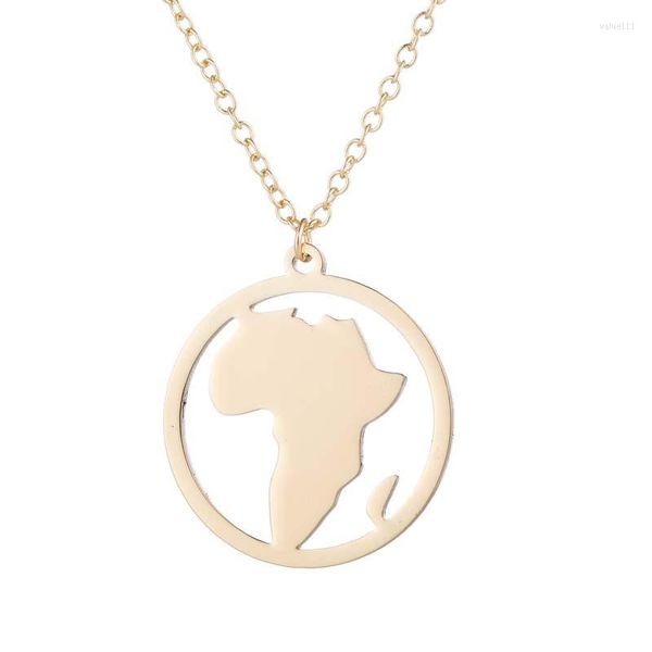 Pendentif Colliers Amour Afrique Cercle Rond Charme Collier Afrikania Inoxydable Continent Africain Bijoux Accessoire
