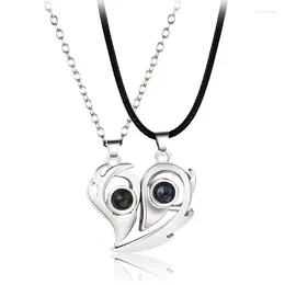 Pendentif Colliers Amour Couple Collier Une paire Clavicule Chaîne Projection Pierre Hommes Femmes Jetons Tanabata Cadeau de la Saint-Valentin