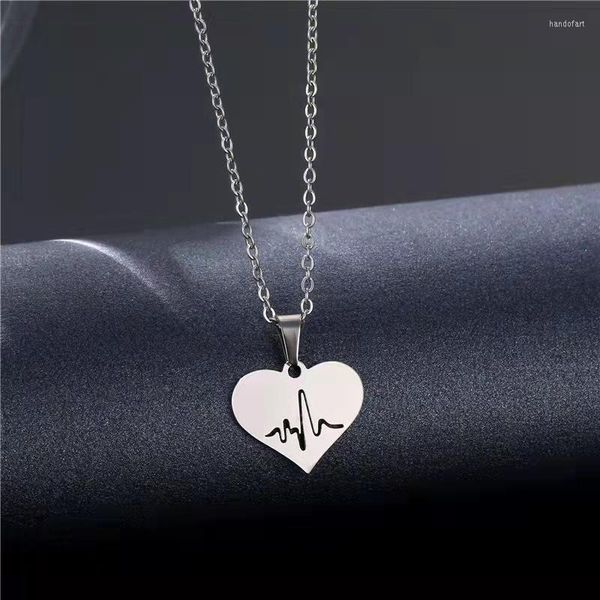 Pendentif Colliers Amour ECG Collier En Acier Inoxydable Creux Hommes Et Femmes Tendance De La Mode Simple Amulette Bijoux Cadeau