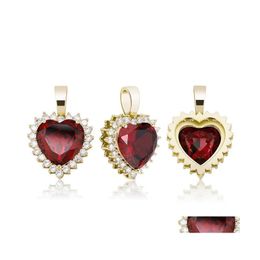 Hangende kettingen Love Heart Fashion Gold Sier Color Men Women Luxe grote size zirkon hiphop 3483 Q2 drop levering sieraden hangers dhkey