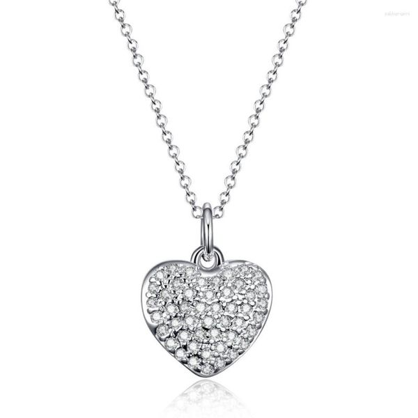 Pendentif Colliers Amour Coeur Collier De Mode CZ Cubique Zircone Pierres Bijoux Femmes Charmes Chaîne Princesse Robe 18