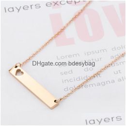 Pendentif Colliers Amour Coeur Collier Date Mode Or Solide Blanc Barre En Acier Inoxydable Pour L'acheteur Propre Gravure Bijoux Diy Drop D Dhpv9