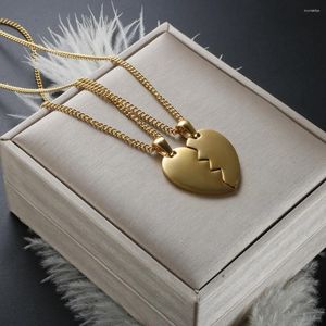 Pendentif Colliers Love Heart Collier en acier inoxydable Chaîne plaquée or pour couple amoureux de haute qualité fête de mariage en gros bijoux cadeau