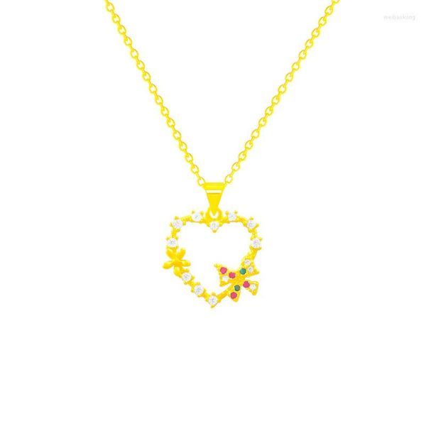 Pendentif Colliers Amour Coeur Plante Marguerite Fleur Zircon Chaîne Collier Nimble Chanceux Fête Des Mères Femme Cadeau De Mariage Bijoux