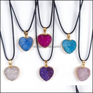 Pendentif Colliers Amour Coeur Reiki Guérison Résine Druzy Druse Collier Chakra Puissance Pierres Énergie Pierre Drop Delivery 2021 Bijoux Pend Dhbff