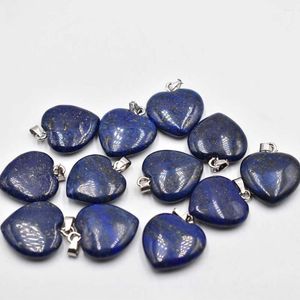 Pendentif Colliers Amour Coeur Pierre Perles Pendentifs 20mm En Gros Charmes Naturel Lapis Lazuli Pour DIY Fabrication de Bijoux Femmes Cadeau Gratuit