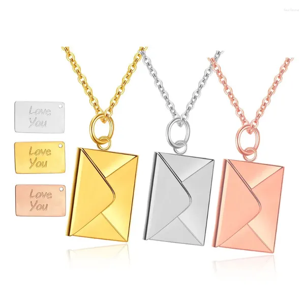 Pendentif Colliers Amour Lettre Enveloppe Collier Romantique En Acier Inoxydable Bijoux Confession Vous Pour Les Cadeaux De La Saint-Valentin En Gros