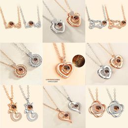 Pendentif Colliers Amour Mémoire Projection Collier 100 Langues I You Bijoux 14 Février Saint Valentin CadeauPendentif