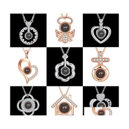 Pendentif Colliers Amour Mémoire Projection Collier 100 Langues Je Vous Un Cerf Avez Votre Spot De Zéolite Personnalisé Romantique Mariage Drop Del Dhgeq