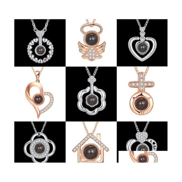 Pendentif Colliers Amour Mémoire Projection Collier 100 Langues Je Vous Un Cerf Avez Votre Spot De Zéolite Personnalisé Romantique Mariage Drop Del Dhgeq