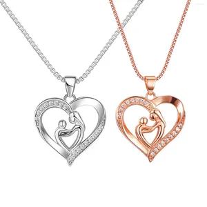 Collares colgantes Amor Mamá Romántico Día de la Madre Regalo Rhinestone Corazón Collar Mujer Para Mamá Abuela Novia Esposa Ella