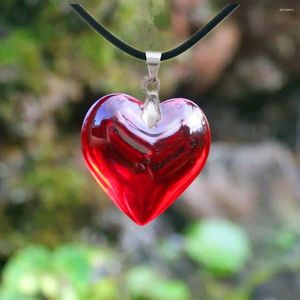 Pendentif Colliers Amour Coeur Rouge Collier Amant Fille Cadeau Charme Femmes Bijoux Grand Arc-En-Ange Aura