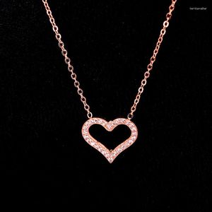 Pendentif Colliers Amour En Acier Inoxydable Zircon Coeur Pendentifs Collier Romantique Cristal Élégant Femmes Bijoux De Mariage Cadeau De Noël