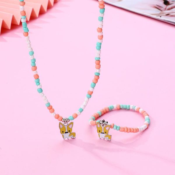 Collares colgantes Lovecryst 2pcs/set Beads acrílico Lindo brazalete para perros para niños Regalización de cumpleaños para niños