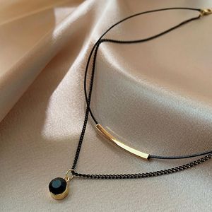 Colliers pendentifs LoveLink mode Tube de flexion velours Zircon collier ras du cou Double couche Style couple noir cuir court