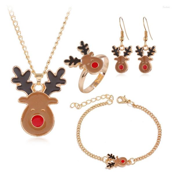 Pendentif Colliers Belle tête de cerf brun Collier pour femmes Accessoires Bijoux Ornements Cadeaux Enfants Copines Pendenties