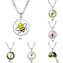 Pendentif Colliers Belle Bande Dessinée Abeille Enfants Mignon Animal Verre Cabochon Rond Sier Chaînes Pour Garçons Filles Enfants Bijoux De Mode Drop De Dhokx