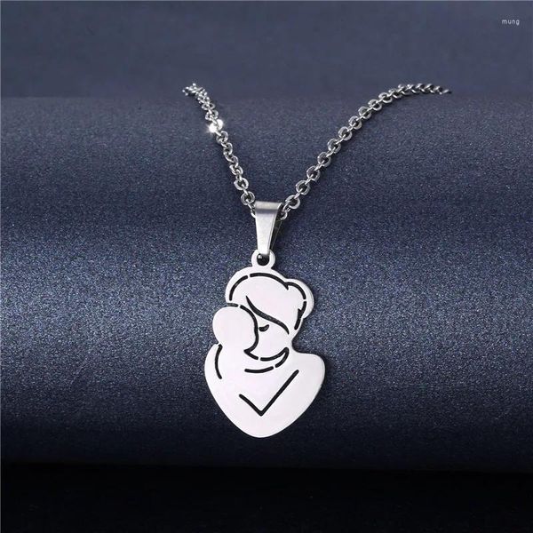 Pendentif Colliers Belle Famille Maman Enfants Bébé Femme Enceinte En Acier Inoxydable Ras Du Cou Bijoux Cadeau De Fête Des Mères