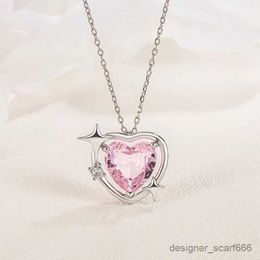 Colliers pendants beaux collarines de série rose petit design coeur en forme d'amour étoile de luxe amour rose cristal doux chaîne de cou de cou