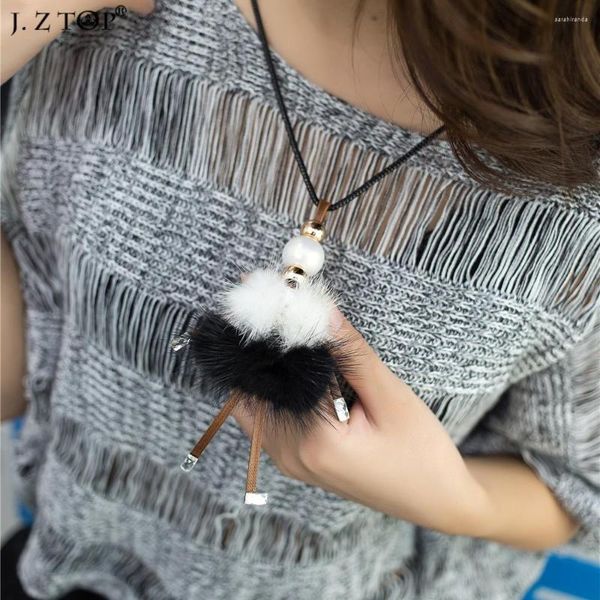 Pendentif Colliers Belle Jupe En Peluche Poupée Collier En Cuir Strass Danse Fille Long Chandail Chaîne Mignon Bijoux Collier Femme