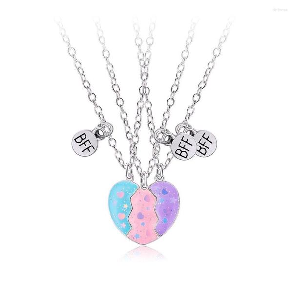 Pendentif Colliers Belle étoile Coeur Aimant Collier pour enfants Filles Mode coréenne Chaîne de clavicule brisée BFF Amis Bijoux Cadeaux 2023