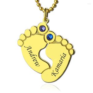 Pendentif Colliers Belle Femmes Collier Costume Bijoux Or Couleur Colar Nom Naissance Pierre Chaîne Bébé Pieds Pour Maman Bijoux